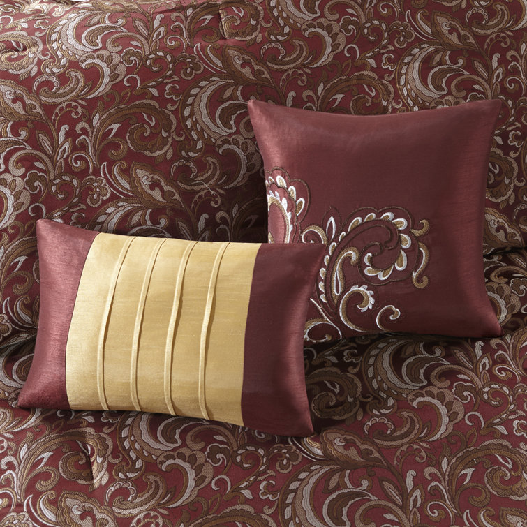 King Red Microfiber Floral Motif 24-Piece Bedding Set