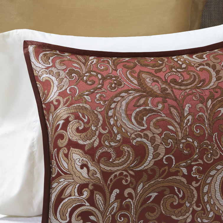 King Red Microfiber Floral Motif 24-Piece Bedding Set