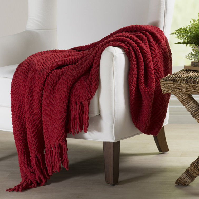 Chili Pepper Diamond Knitted 50" x 60" Microfiber Throw Blanket