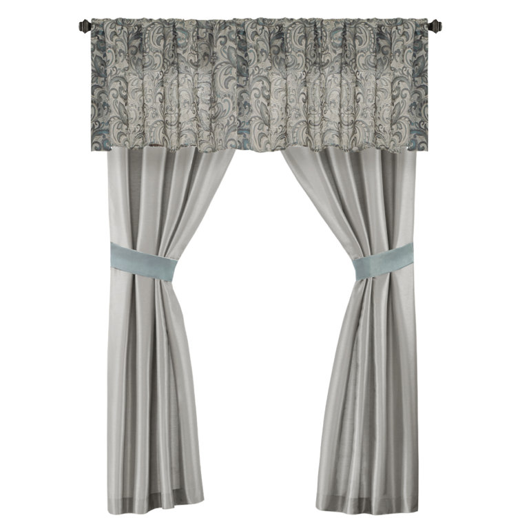 Teal and Gray Floral Motif California King Bedding Set