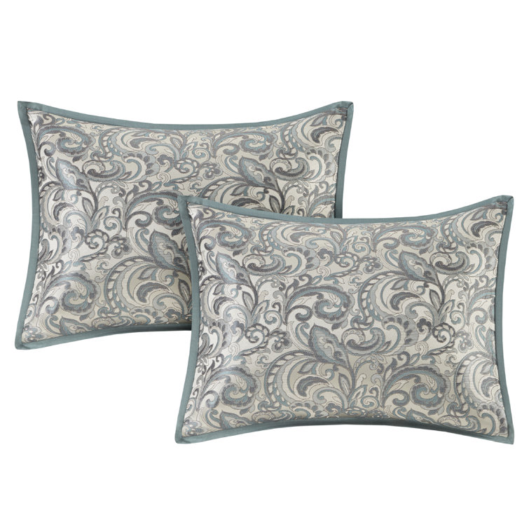 Navy Jacquard Paisley Queen 24-Piece Microfiber Bedding Set