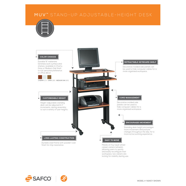 Sleek Black Adjustable Steel Workstation with Lockable Casters