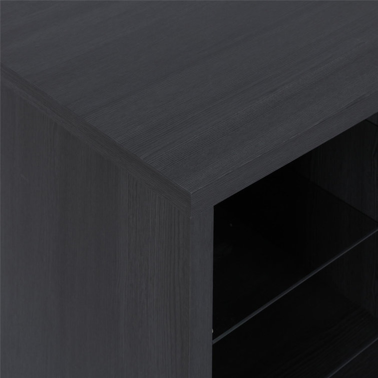 Black Oak 65" Fireplace TV Stand with Shelves