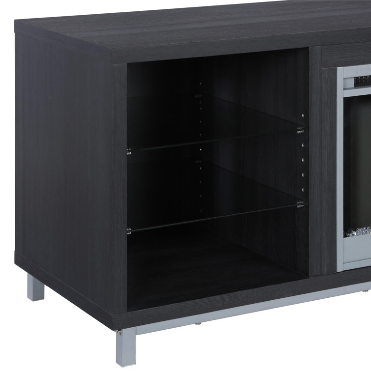 Black Oak 65" Fireplace TV Stand with Shelves