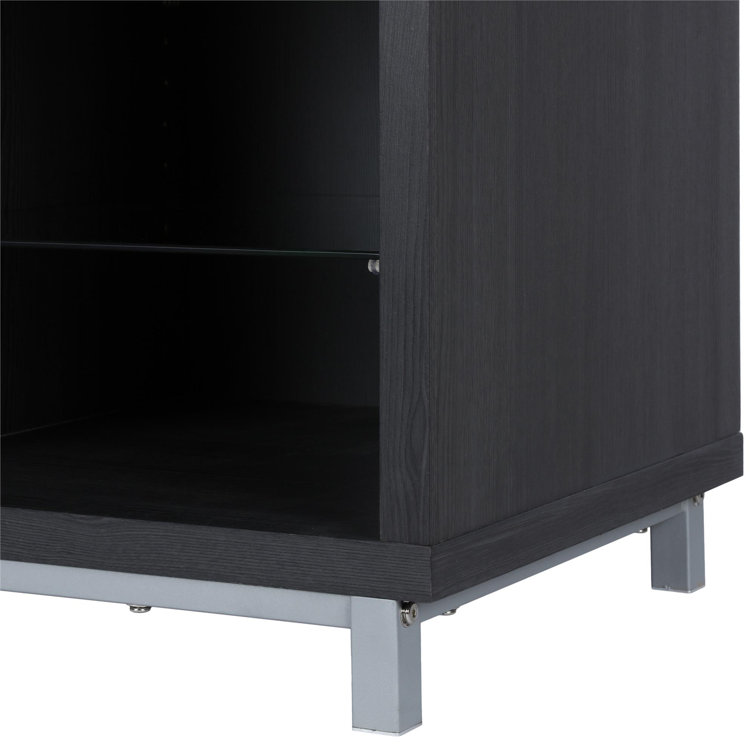 Black Oak 65" Fireplace TV Stand with Shelves
