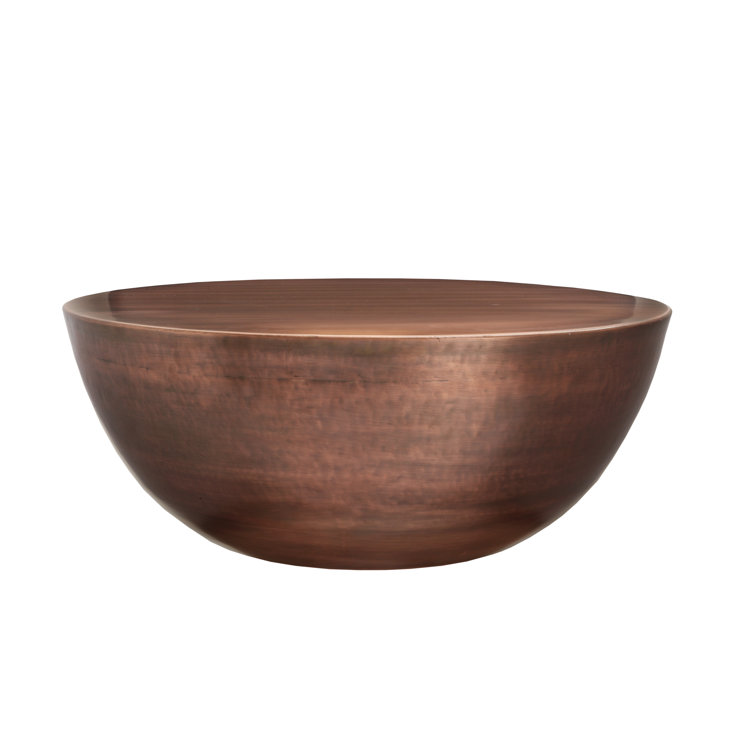 Round Brown Glass Contemporary Coffee Table