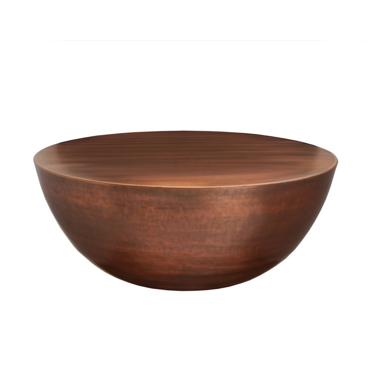 Round Brown Glass Contemporary Coffee Table