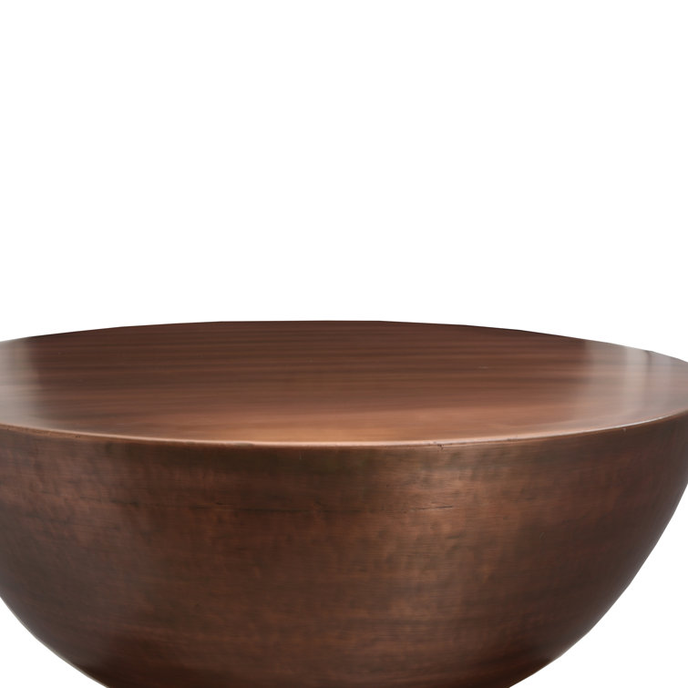 Round Brown Glass Contemporary Coffee Table
