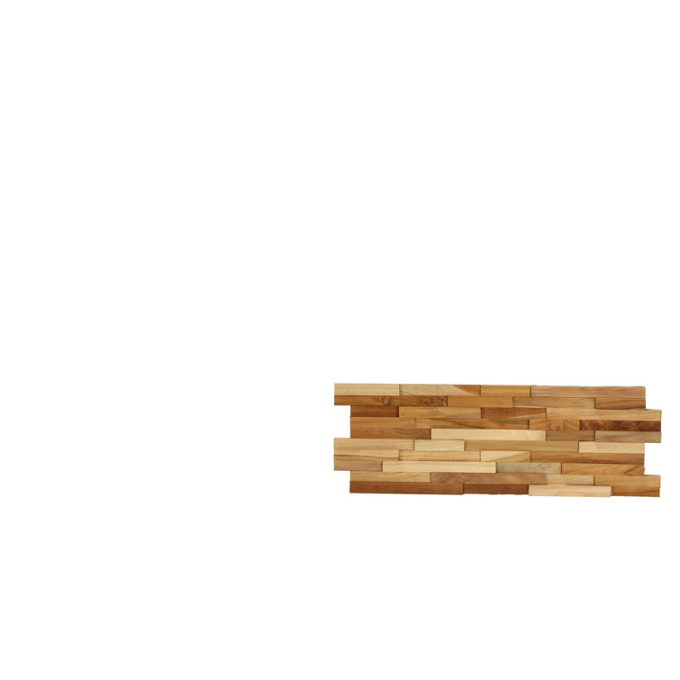 Natural Teak Wood Linear Mosaic Wall Tile Set