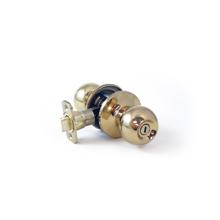 Polished Brass Ball Privacy Door Knob with Solid Steel Construction