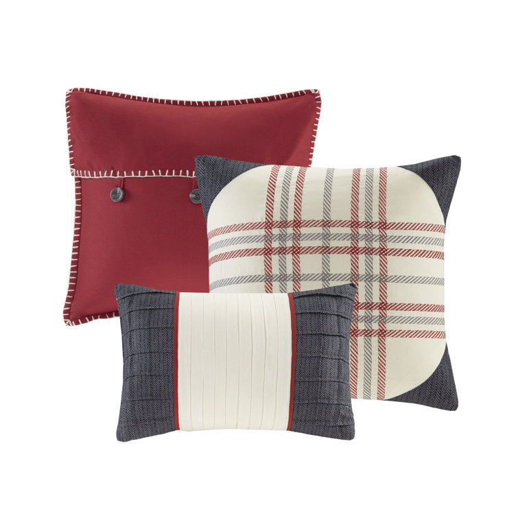 Rustic Red Buffalo Plaid Herringbone Full/Queen Duvet Cover Set