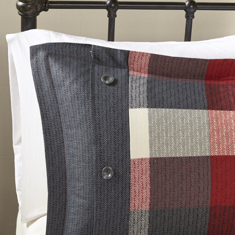 Rustic Red Buffalo Plaid Herringbone Full/Queen Duvet Cover Set