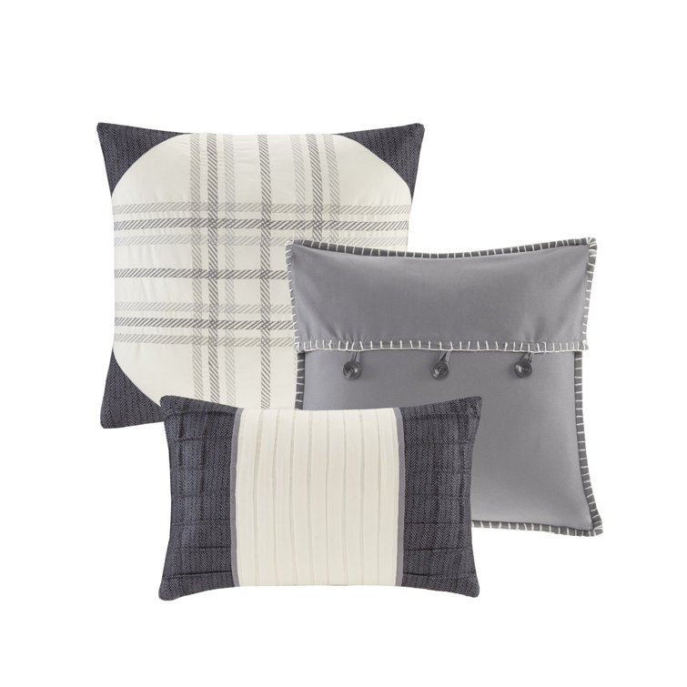 Gray Microfiber California King Herringbone Comforter Set