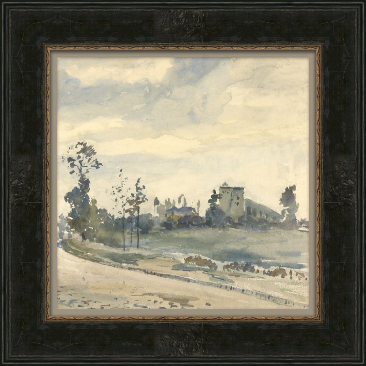 Black Wood Framed Watercolor Landscape Print