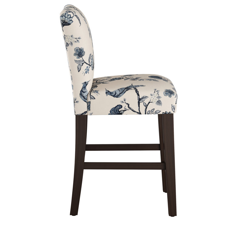 Classic Snow Boucle Upholstered Black Wood Counter Stool