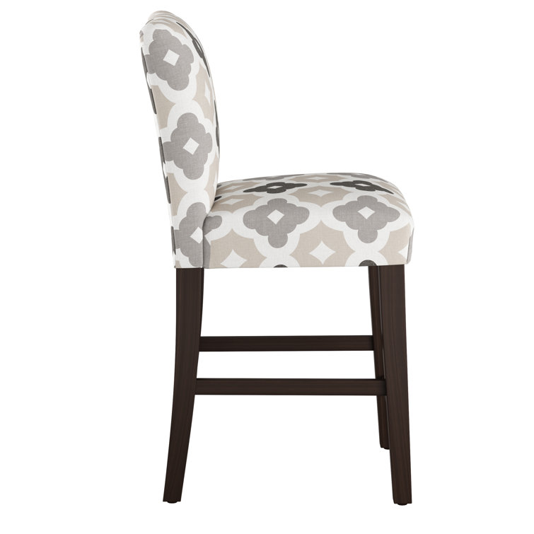 Classic Snow Boucle Upholstered Black Wood Counter Stool