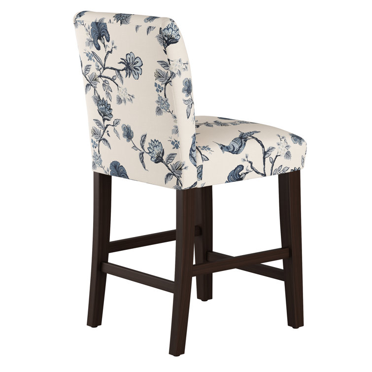 Classic Snow Boucle Upholstered Black Wood Counter Stool