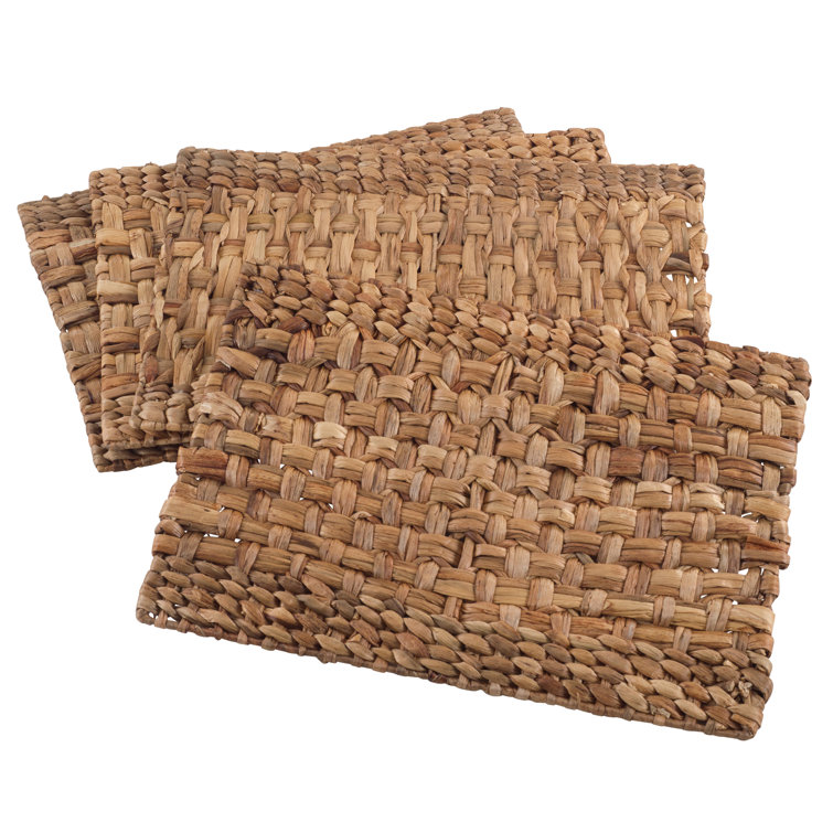 Natural Woven Water Hyacinth Rectangular Placemats, Set of 4