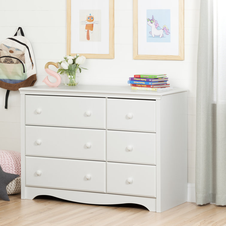 White 6-Drawer Changing Table Dresser with Removable Top