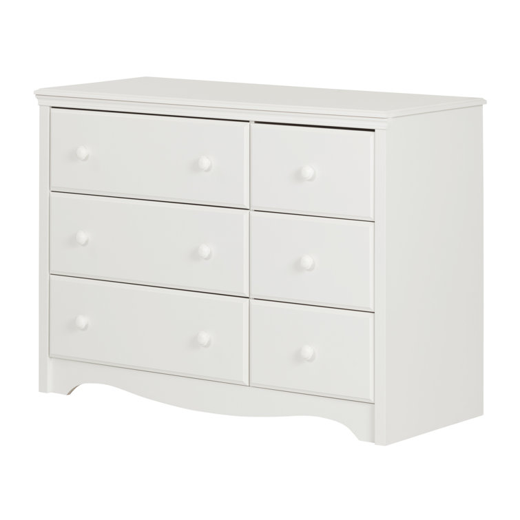 White 6-Drawer Changing Table Dresser with Removable Top