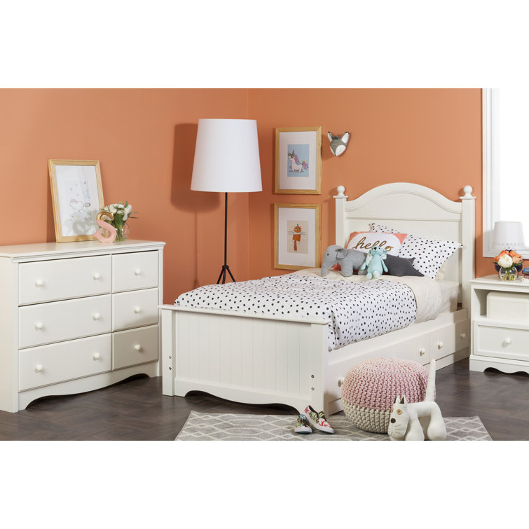White 6-Drawer Changing Table Dresser with Removable Top