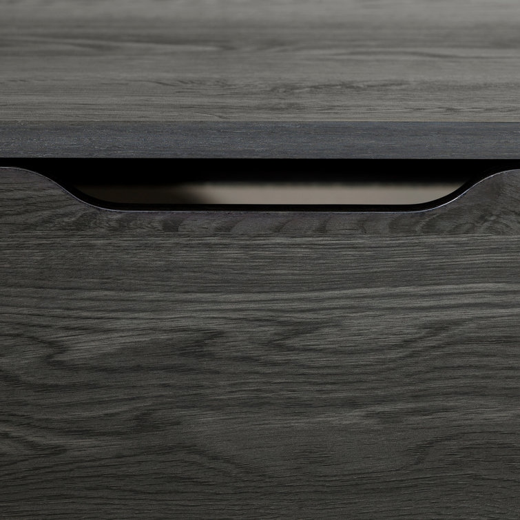 Gray Oak 1-Drawer Nightstand with Open Storage