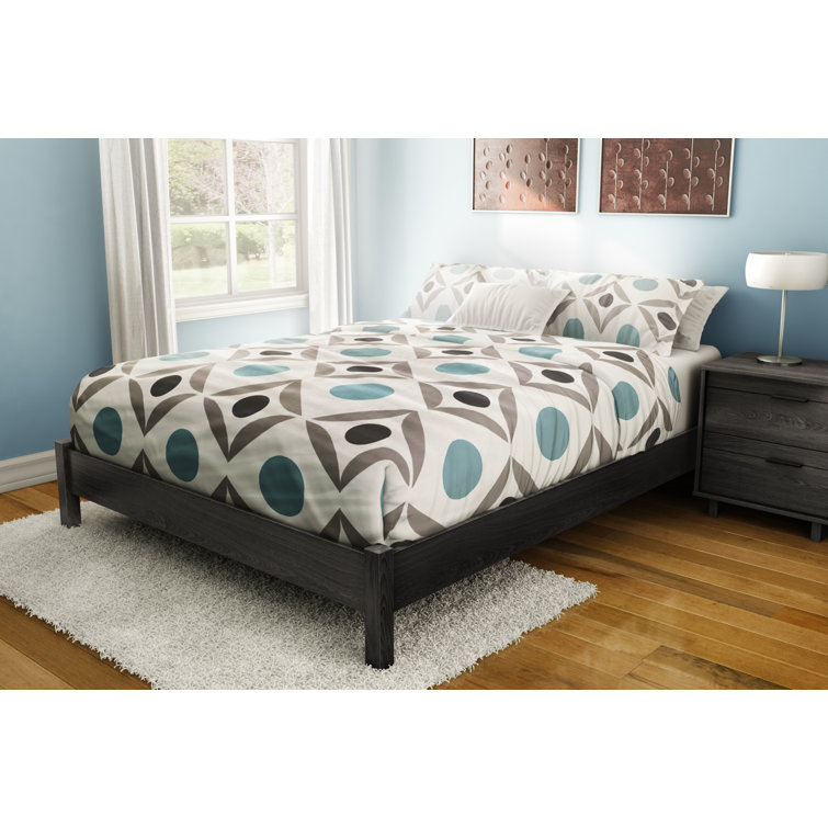 Gray Oak Queen Platform Bed Frame with Storage Drawer