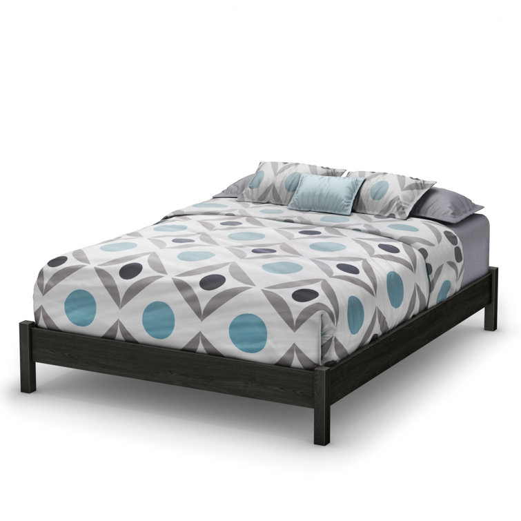 Gray Oak Queen Platform Bed Frame with Storage Drawer