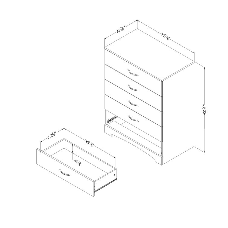 Pure Black 5-Drawer Nursery Dresser with Soft Close