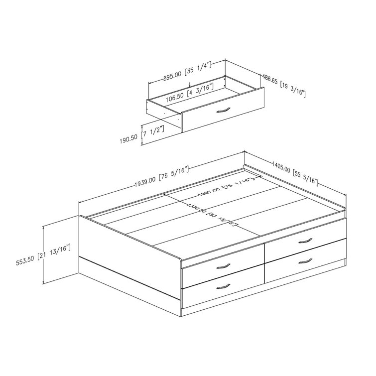 Black Onyx Full Captain Bed with Bookcase Headboard and Drawers