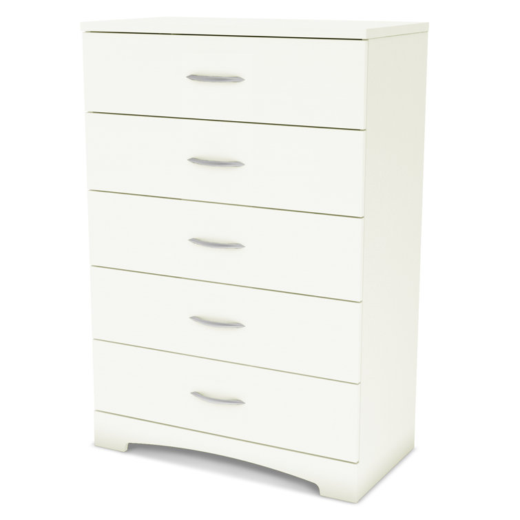 Pure White Laminated Particle Board 5-Drawer Nursery Dresser