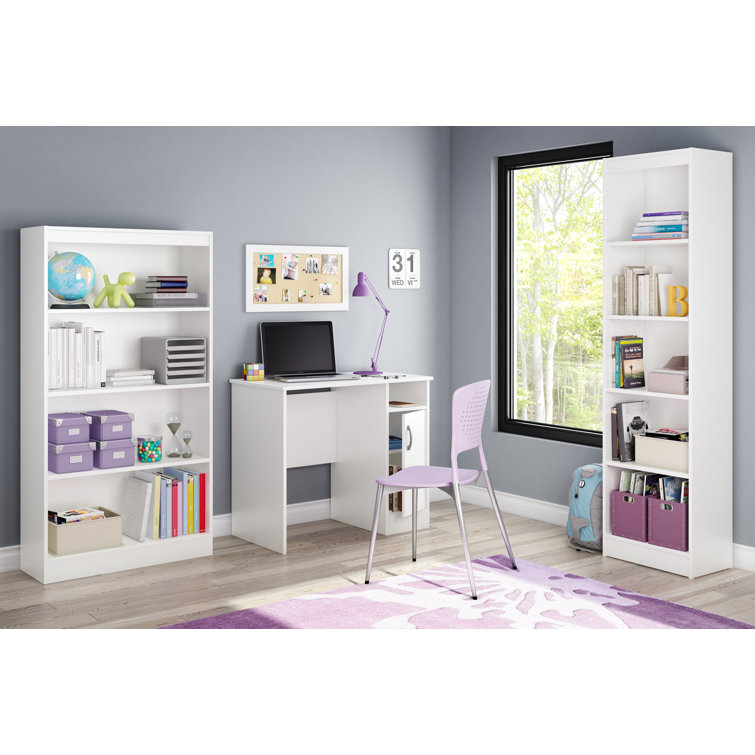 Sleek Pure White Laminate Computer Desk with Drawer and Keyboard Tray