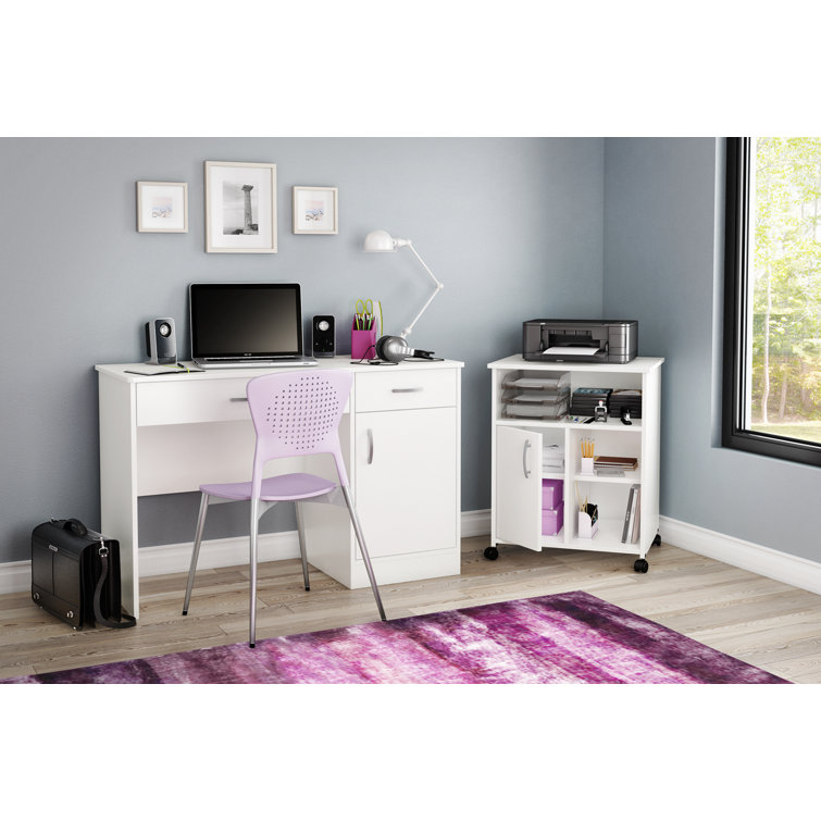 Pure White Laminated Particleboard Printer Stand with Wheels