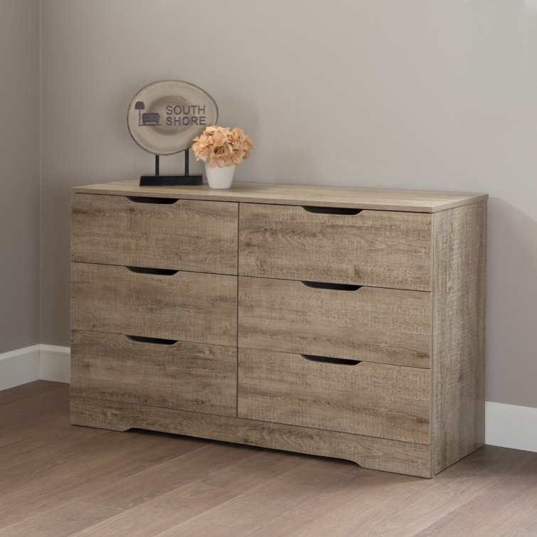 Holland 6-Drawer Double Dresser with Felt-Lined Drawer in Black
