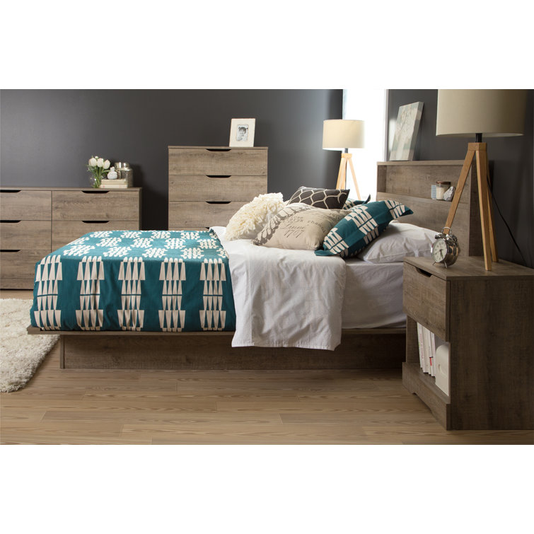 Holland Weathered Oak 1-Drawer Nightstand with Open Storage