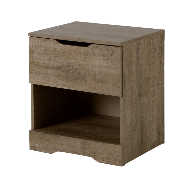 Holland Weathered Oak 1-Drawer Nightstand with Open Storage