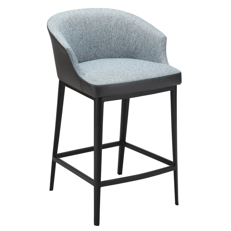 Gray Leather and Metal Contemporary Counter Stool