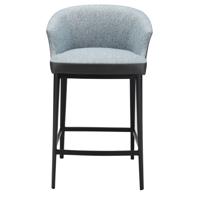 Gray Leather and Metal Contemporary Counter Stool