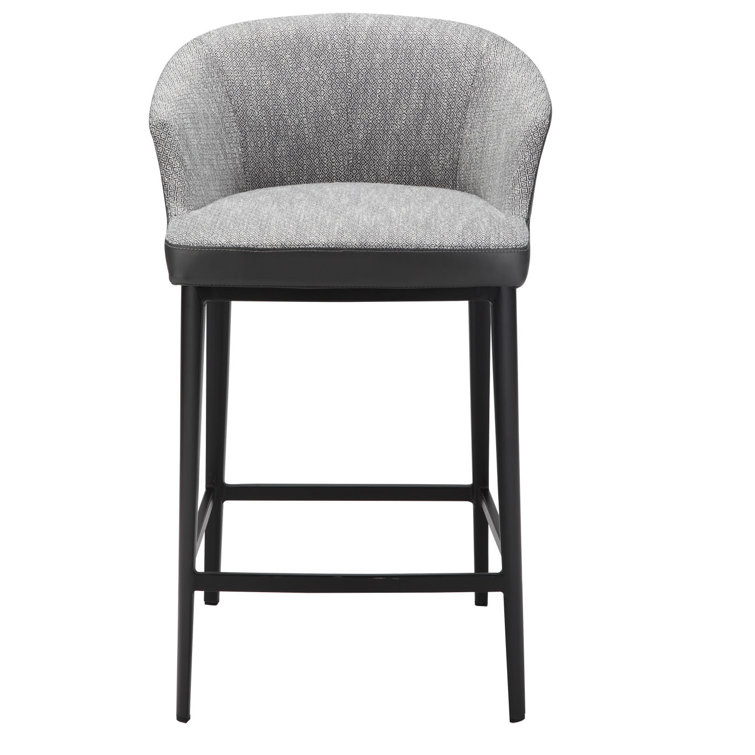 Gray Leather and Metal Contemporary Counter Stool