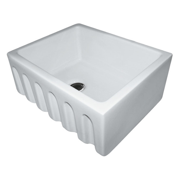 24'' White Fireclay Farmhouse Drop-In Single Bowl Sink