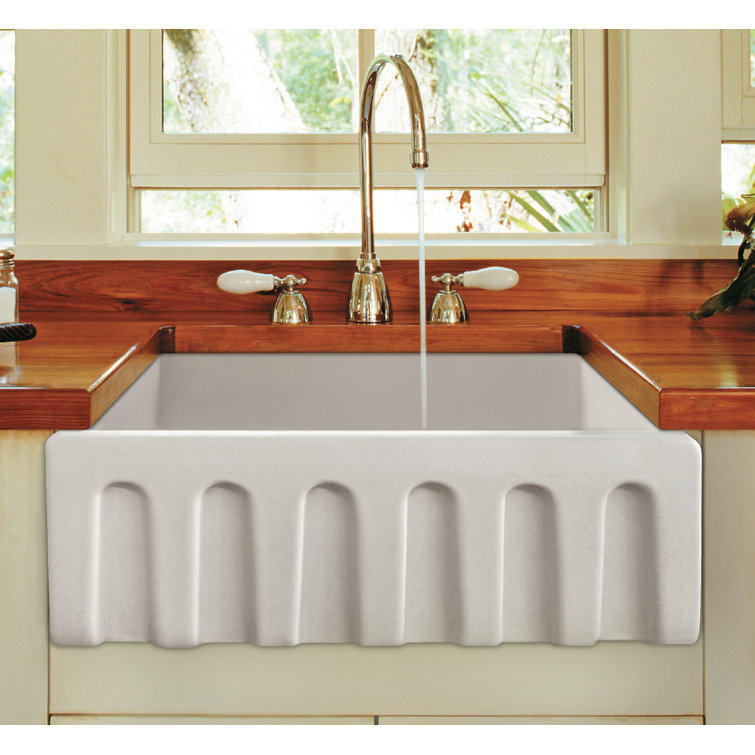 24'' White Fireclay Farmhouse Drop-In Single Bowl Sink