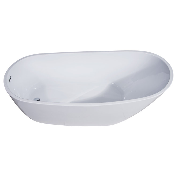 68'' White Freestanding Acrylic Soaking Bathtub