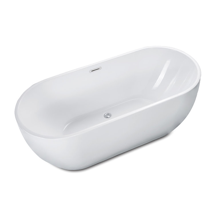59'' White Acrylic Free Standing Soaking Bathtub
