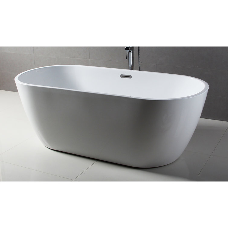 67'' White Freestanding Acrylic Soaking Bathtub