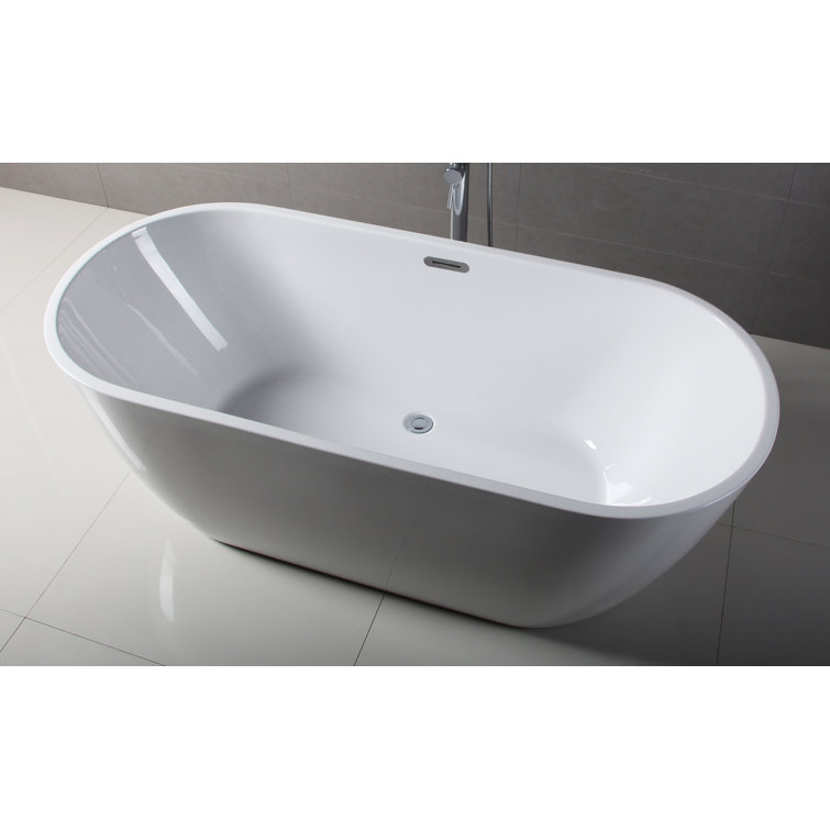 67'' White Freestanding Acrylic Soaking Bathtub