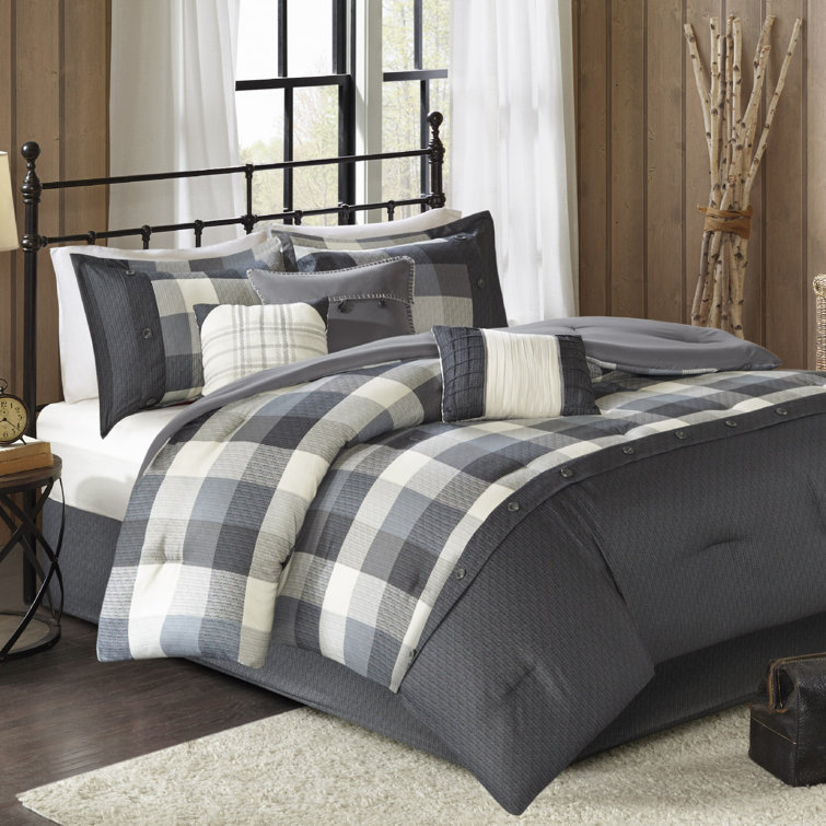 Gray Microfiber California King Herringbone Comforter Set
