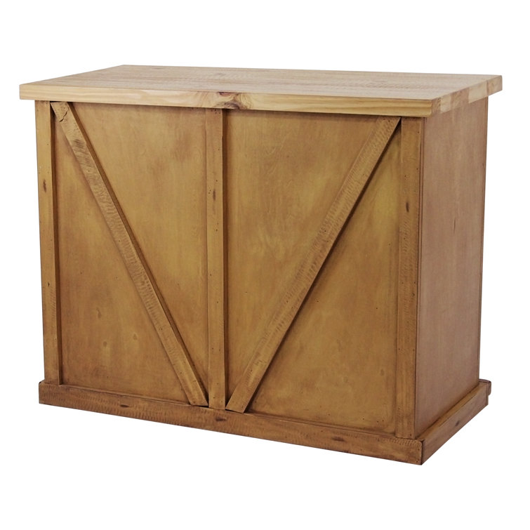 Rustic Yellow Poplar Wood Kitchen Island with Butcher Block Top