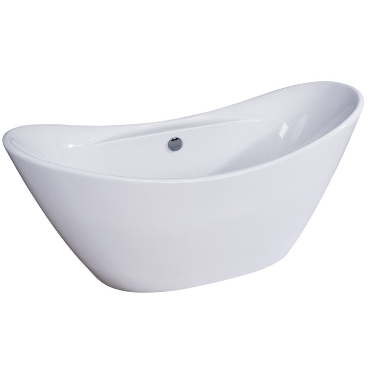 68'' White Freestanding Acrylic Soaking Bathtub