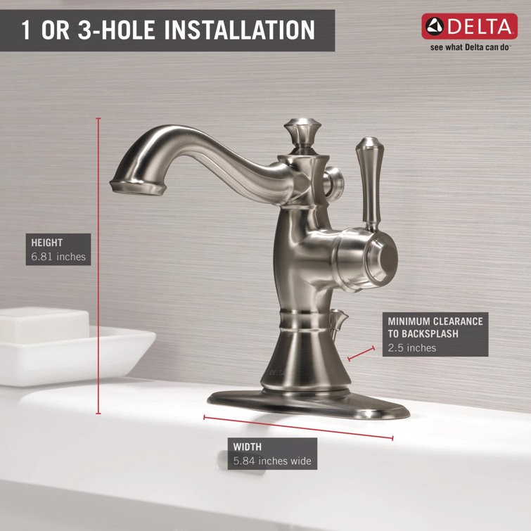 Stainless Steel Single Handle Bathroom Faucet with Metal Drain Assembly