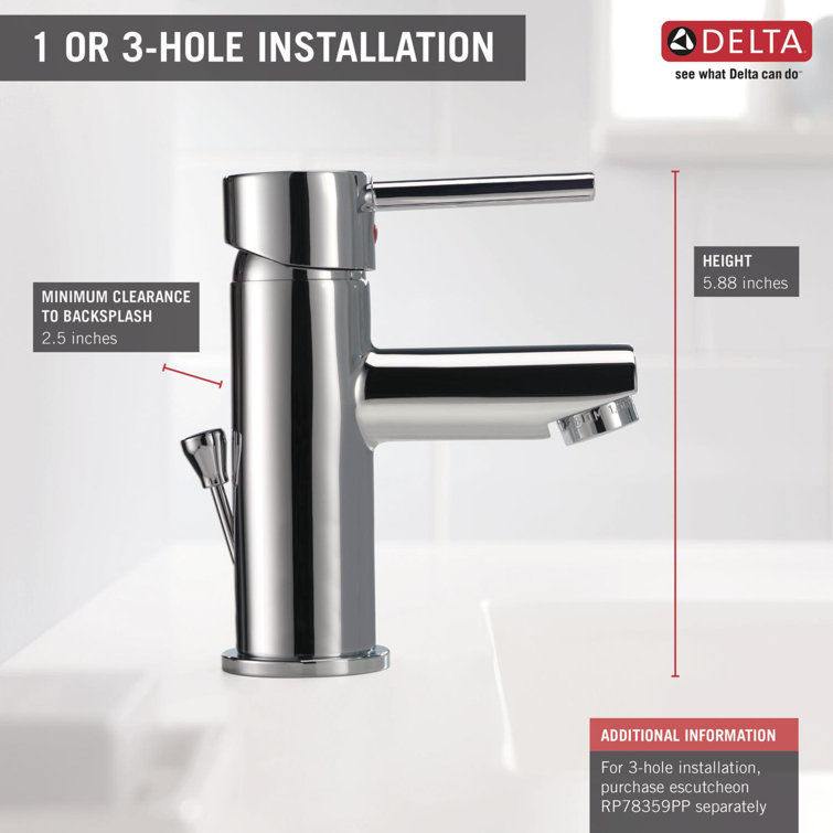 Chrome Single Handle Modern Bathroom Faucet with Drain Assembly